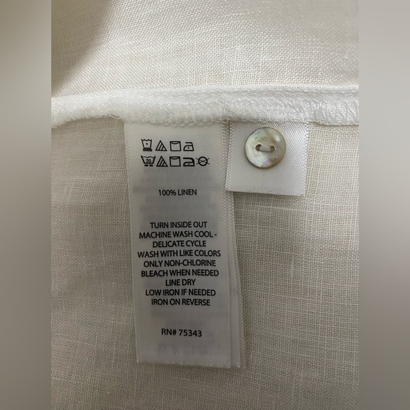 Sigrid Olsen 100% Linen White Long Sleeve Button Front Shirt Top, Plus Size 1X. - Picture 10 of 11